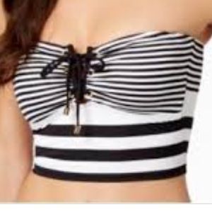 Ralph Lauren Black & white striped bikini top- NWT